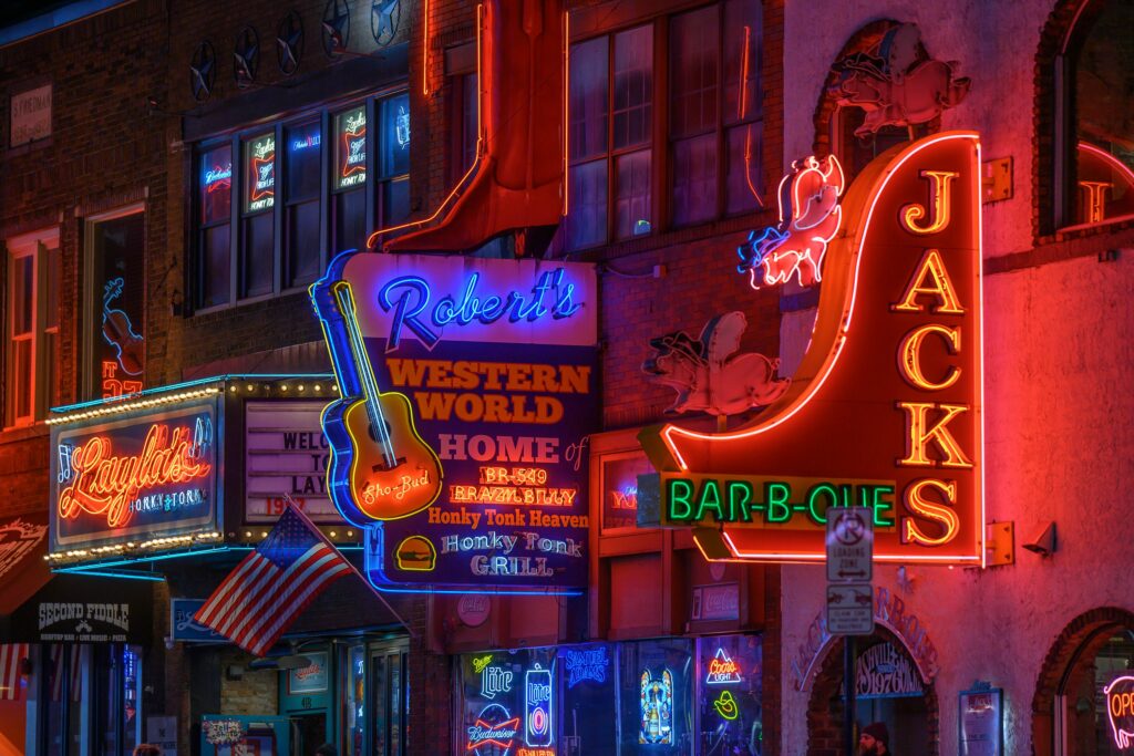 Broadway Nashville TN at night